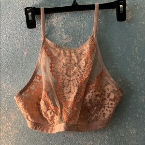 Victoria's Secret Lace Halter Bralette in Soft Peach